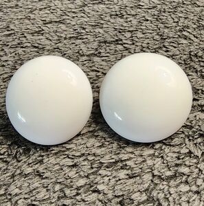 White Rounded Disc Earrings